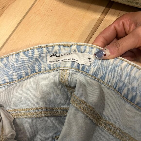 Garage Ripped Distressed Wide Leg Jean (Blue) - Picture 5 of 5